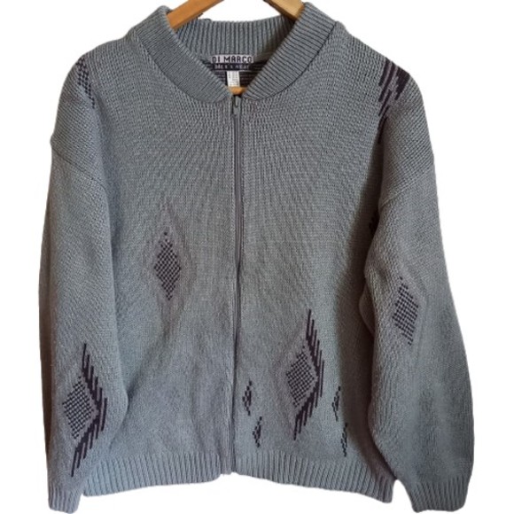 Di Marco Other - Size 46-48 PittoPit 25¾ Vintage Di Marco Zip Up Patterned Cardigan